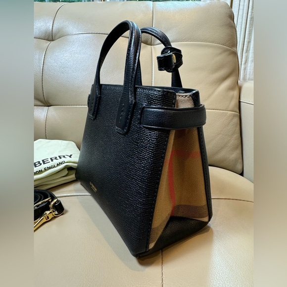 Burberry Banner tote black with nova check - Picture 4 of 10